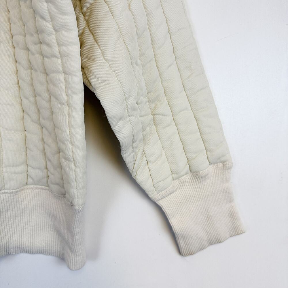Vintage 70s Towncraft Quilted Thermal Pullover Sweater Cream Mens - M 40-42 - Picture 4 of 9